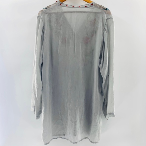 Johnny Was Gray Silver Embroidered Tunic | S - Picture 4 of 8